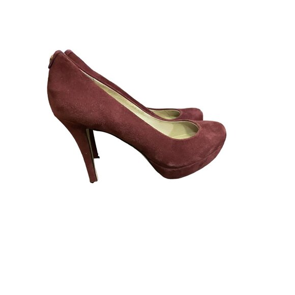 Michael Kors Platform Heals Womens 6M Used Burgundy Suede Heels - Picture 13 of 16